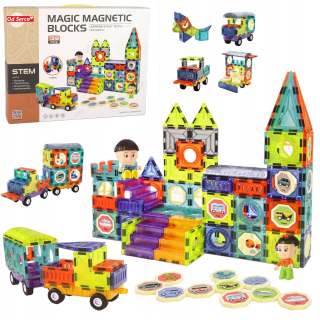 MAGNETICKÉ BLOKY VEĽKÁ SADA 139 PRVKOV VZDELÁVACIE 3D HRADY A VOZIDLÁ